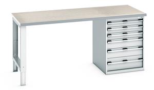 940mm High Benches Bott Bench 2000x900x940mm with Lino Top and 6 Drawer Cabinet